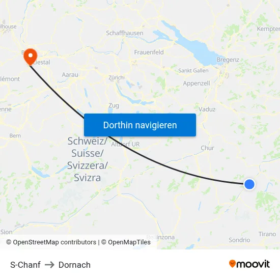 S-Chanf to Dornach map