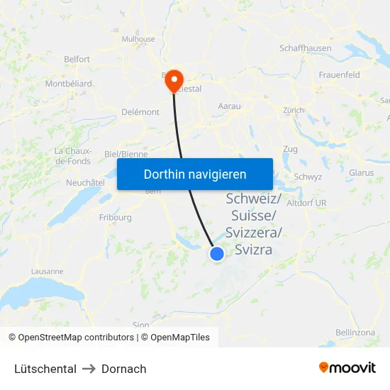 Lütschental to Dornach map