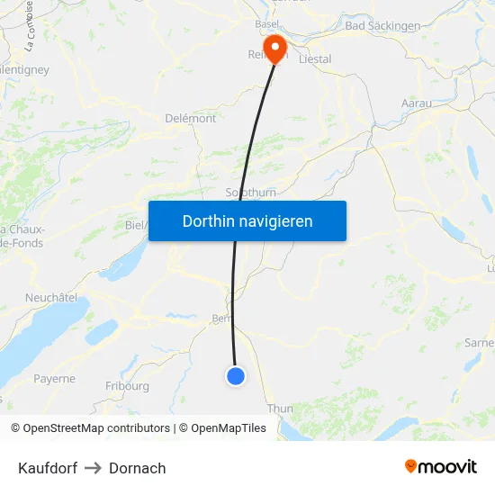 Kaufdorf to Dornach map