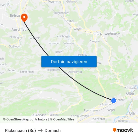 Rickenbach (So) to Dornach map