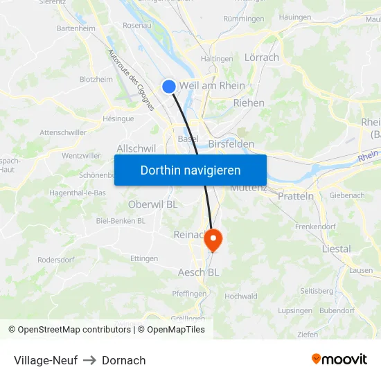 Village-Neuf to Dornach map