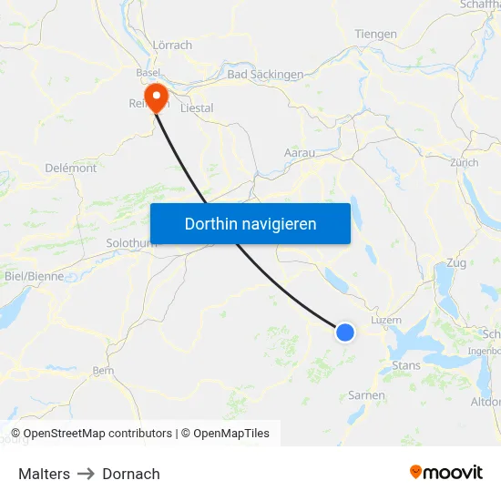 Malters to Dornach map