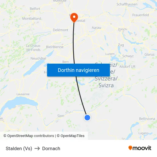 Stalden (Vs) to Dornach map
