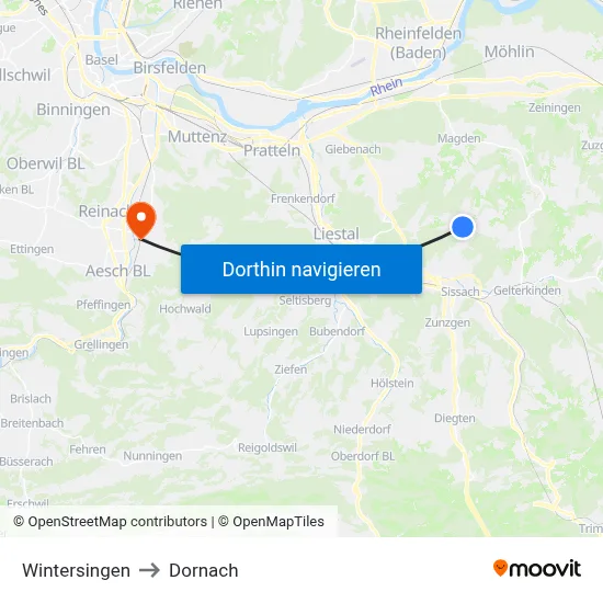 Wintersingen to Dornach map