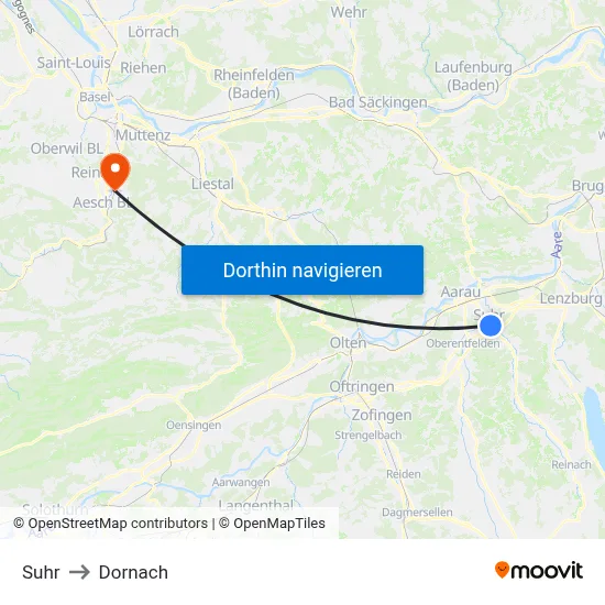 Suhr to Dornach map