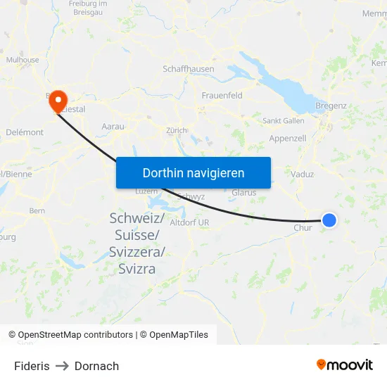 Fideris to Dornach map