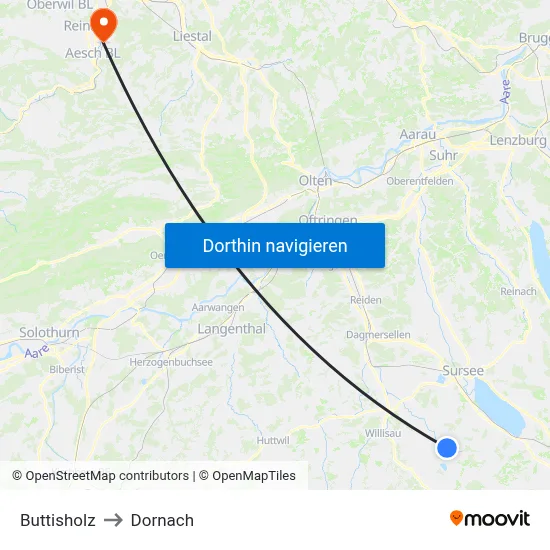 Buttisholz to Dornach map