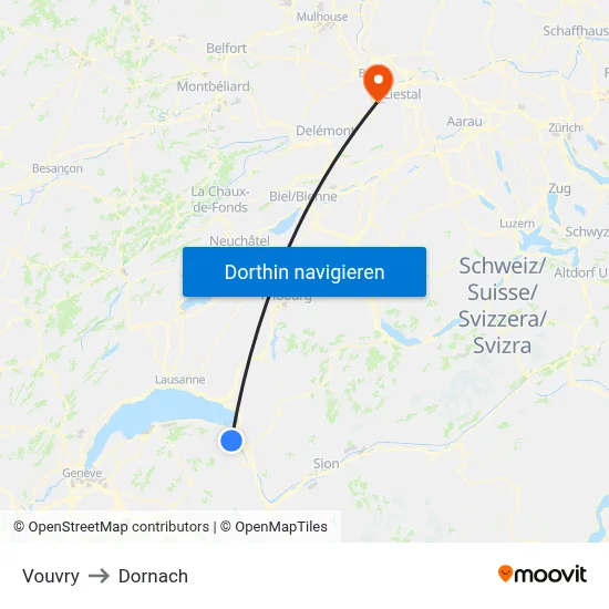 Vouvry to Dornach map