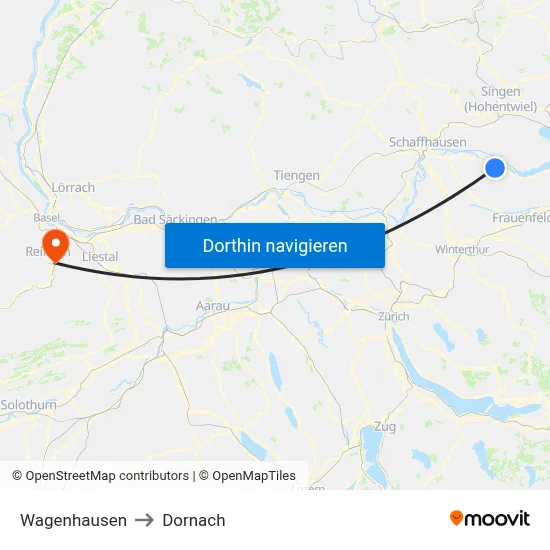 Wagenhausen to Dornach map