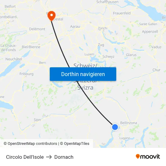 Circolo Dell'Isole to Dornach map