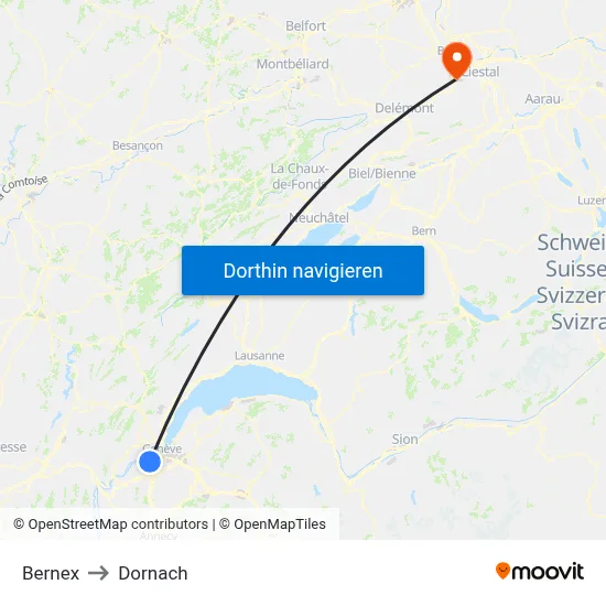Bernex to Dornach map