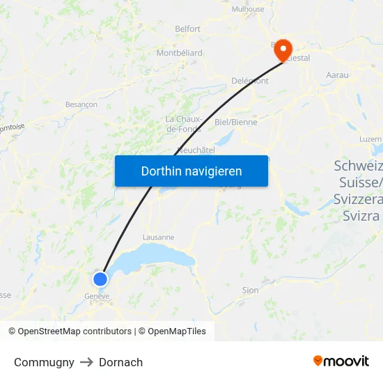 Commugny to Dornach map