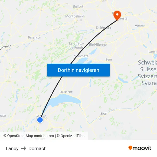Lancy to Dornach map