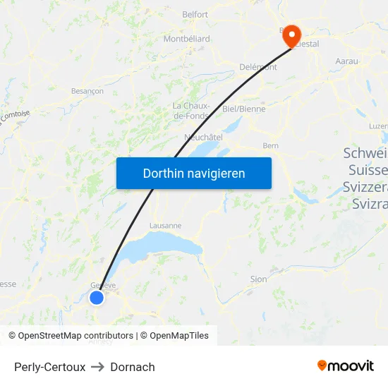 Perly-Certoux to Dornach map