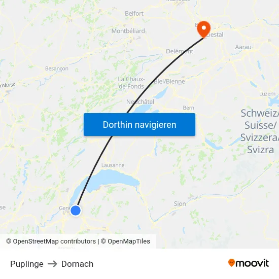 Puplinge to Dornach map
