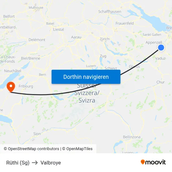 Rüthi (Sg) to Valbroye map