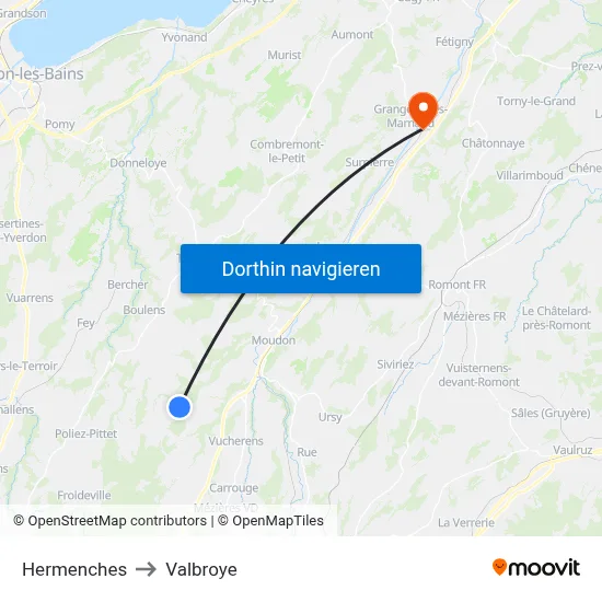 Hermenches to Valbroye map