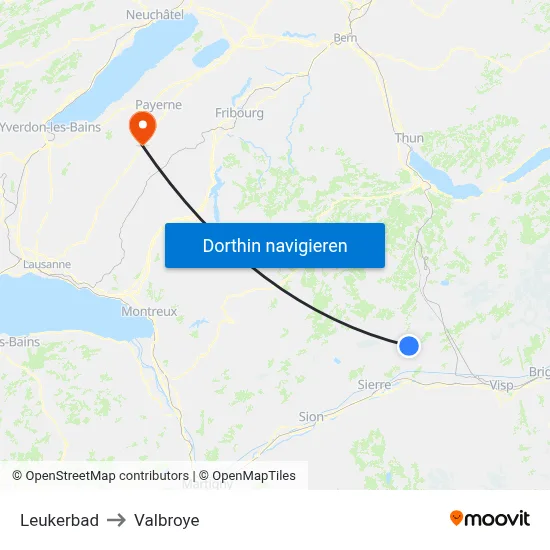 Leukerbad to Valbroye map