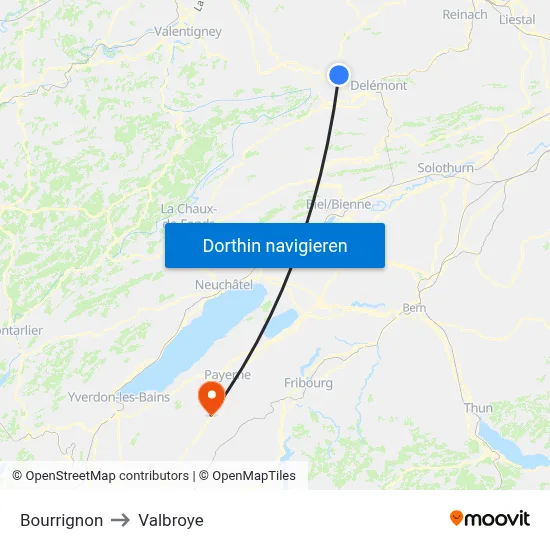 Bourrignon to Valbroye map