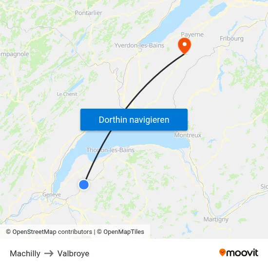 Machilly to Valbroye map