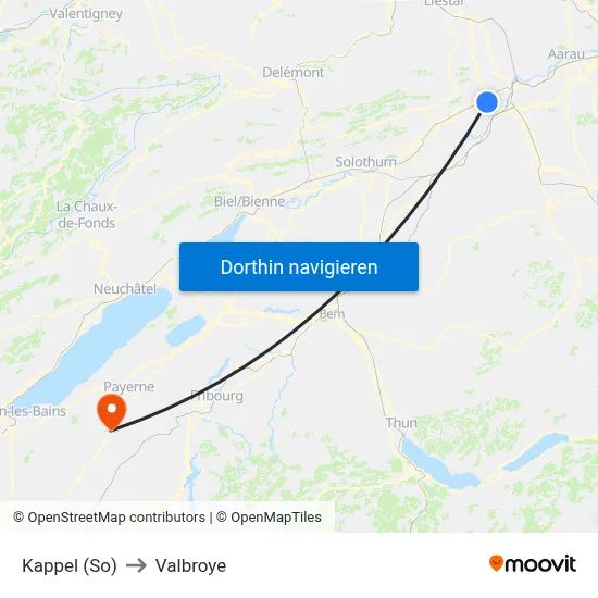 Kappel (So) to Valbroye map