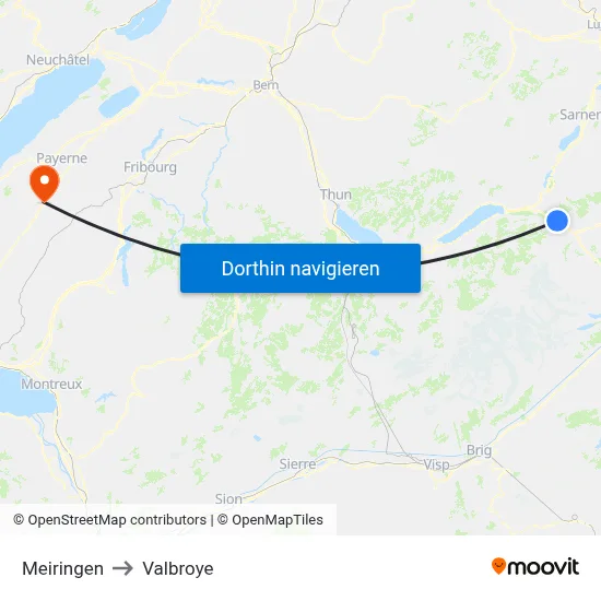 Meiringen to Valbroye map