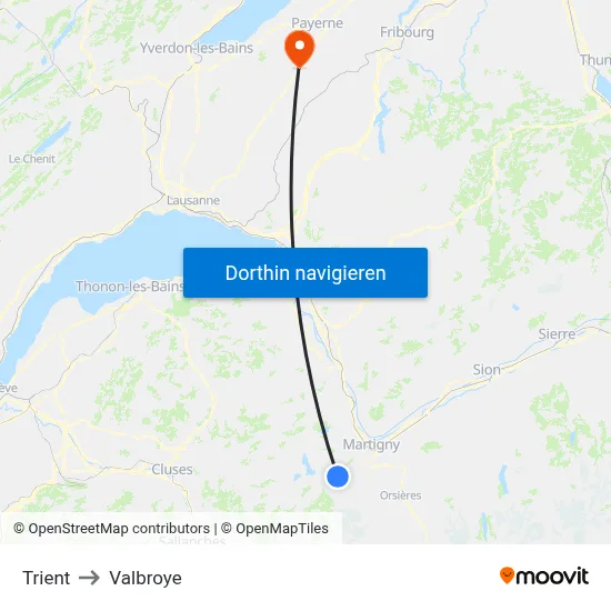 Trient to Valbroye map