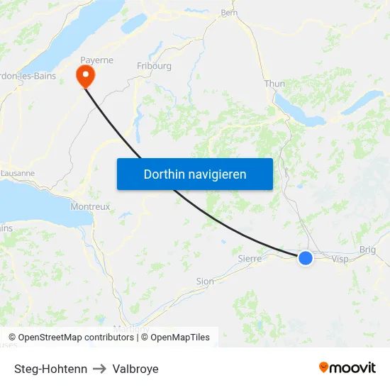 Steg-Hohtenn to Valbroye map