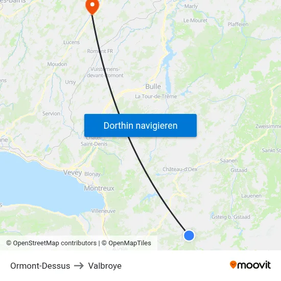 Ormont-Dessus to Valbroye map