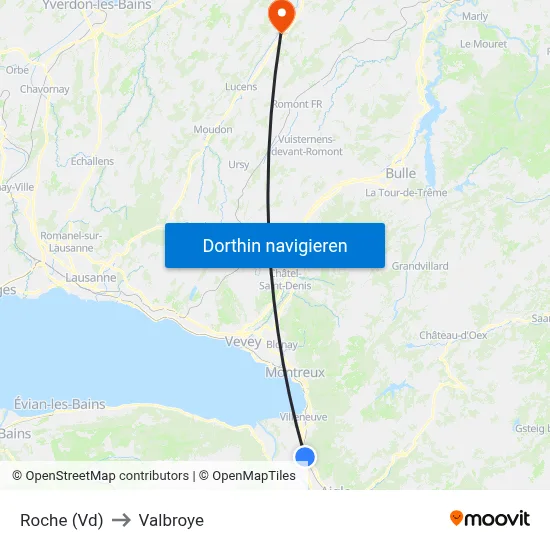 Roche (Vd) to Valbroye map