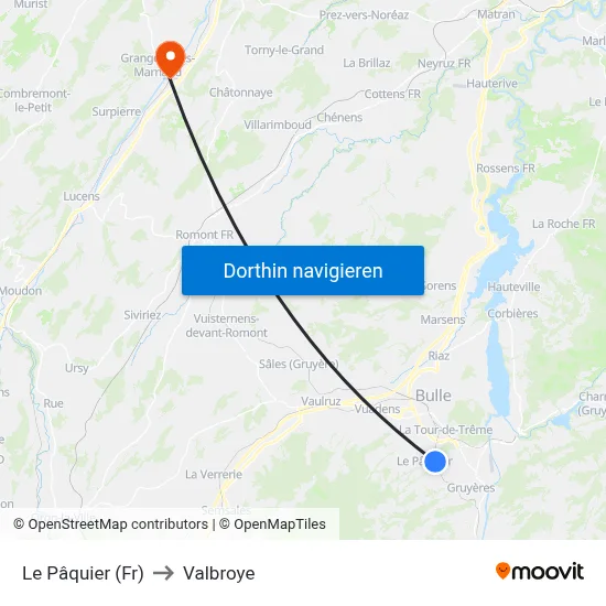 Le Pâquier (Fr) to Valbroye map