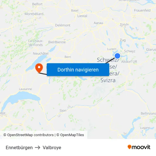 Ennetbürgen to Valbroye map