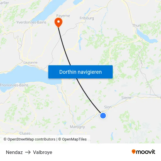 Nendaz to Valbroye map