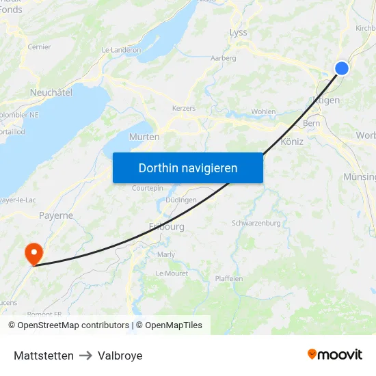 Mattstetten to Valbroye map