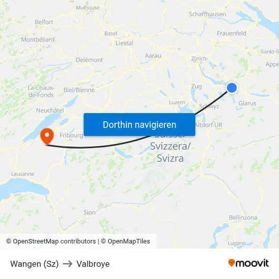 Wangen (Sz) to Valbroye map