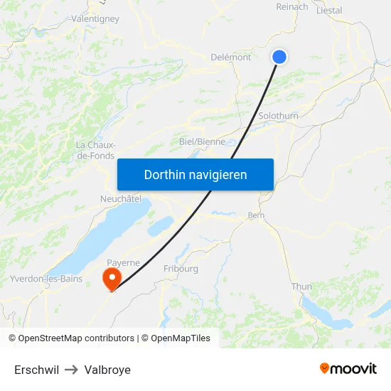 Erschwil to Valbroye map
