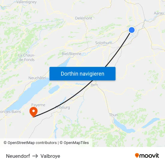 Neuendorf to Valbroye map