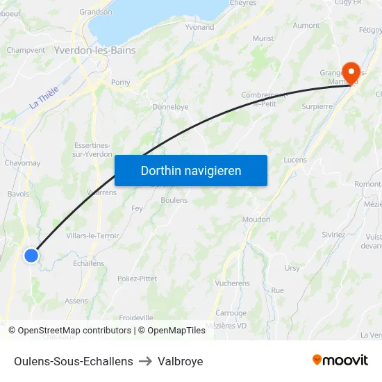Oulens-Sous-Echallens to Valbroye map