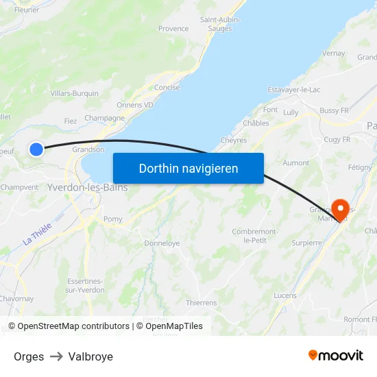 Orges to Valbroye map