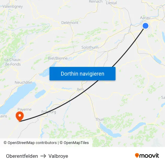Oberentfelden to Valbroye map