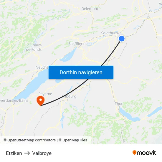 Etziken to Valbroye map