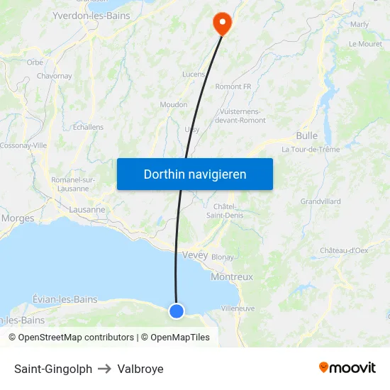 Saint-Gingolph to Valbroye map
