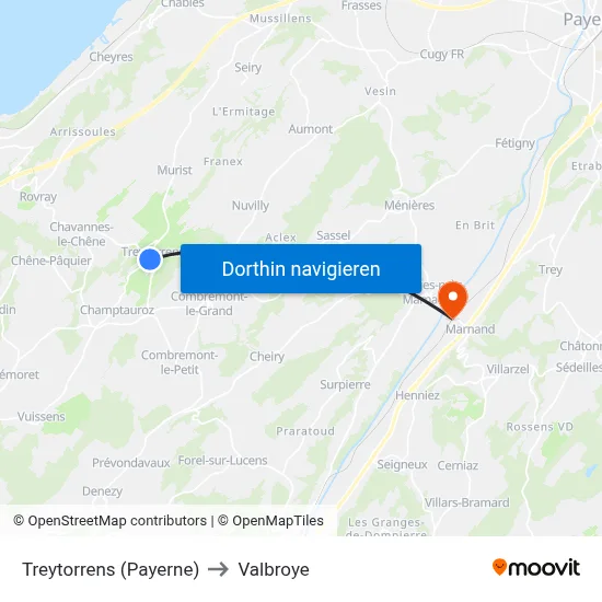 Treytorrens (Payerne) to Valbroye map