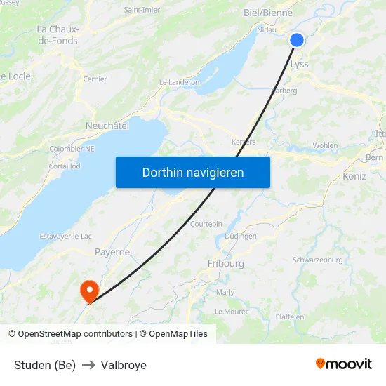 Studen (Be) to Valbroye map