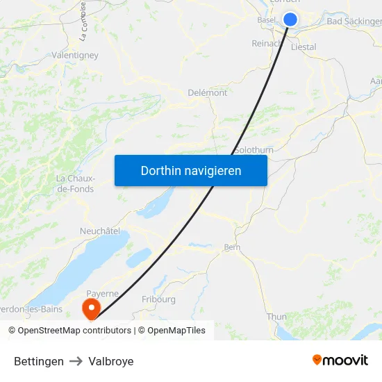 Bettingen to Valbroye map