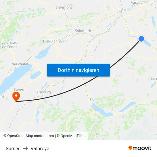 Sursee to Valbroye map