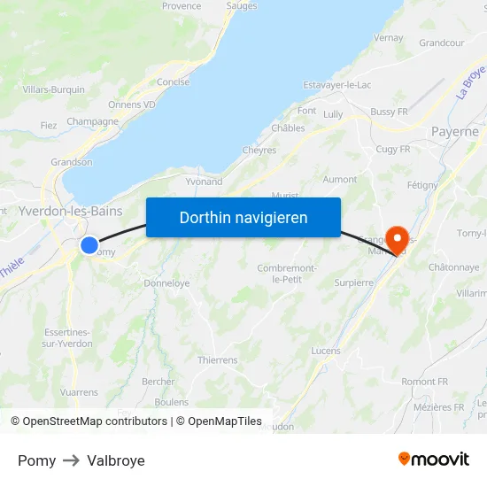 Pomy to Valbroye map