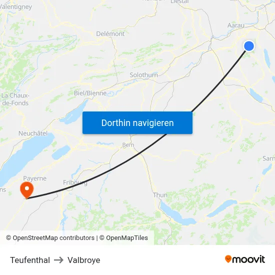 Teufenthal to Valbroye map