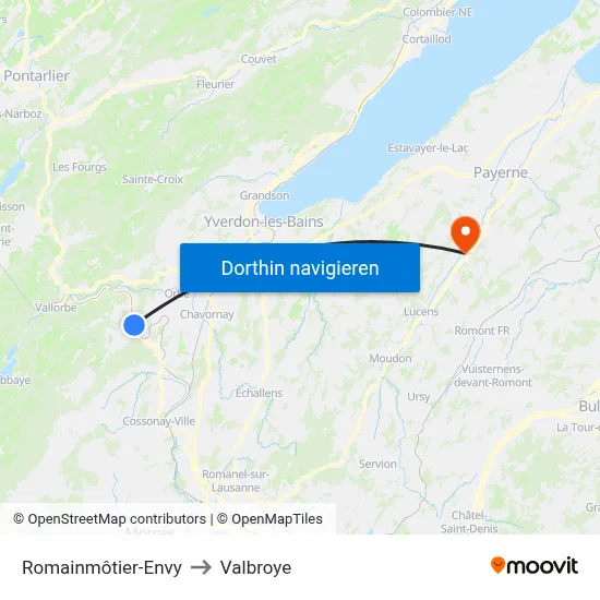 Romainmôtier-Envy to Valbroye map