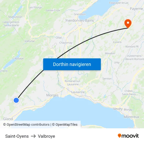 Saint-Oyens to Valbroye map